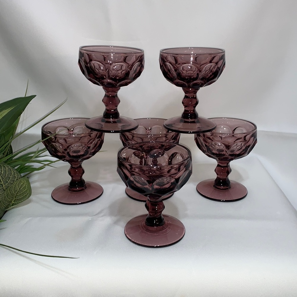 6 RARE MCM VINTAGE Amethyst purple Imperial Provincial champagne/sherbet glasses